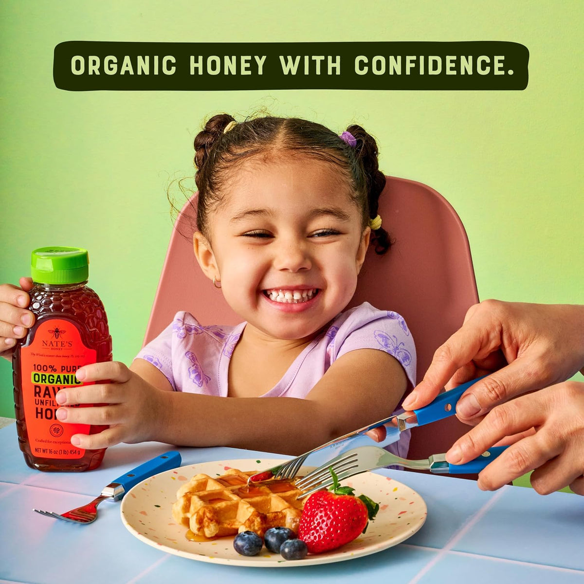 Raw unfiltered organic honey in squeeze bottle