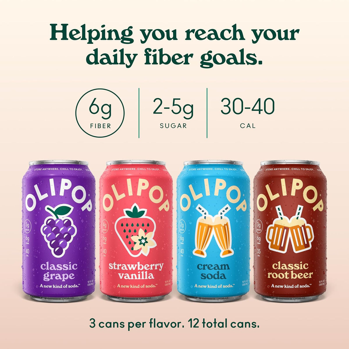 OLIPOP prebiotic soda 12 count beverage pack