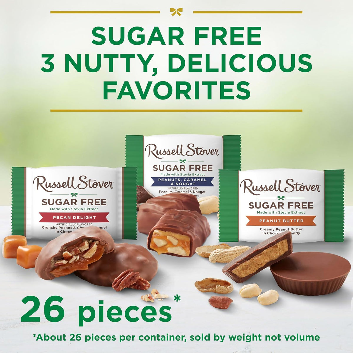 15.5 oz bag of sugar free nutty chocolate candy