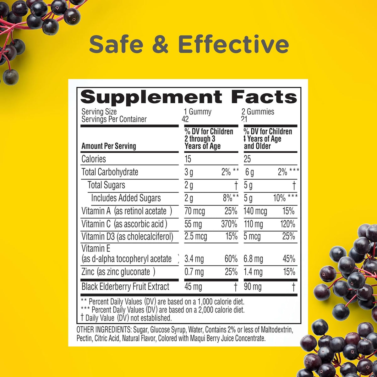 Berry flavored immune support gummies for children