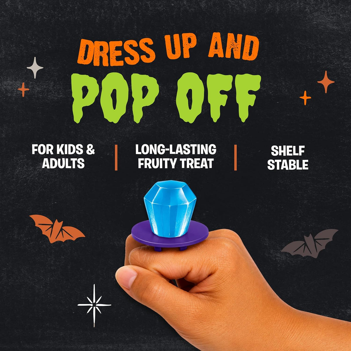 Wearable Ring Pop candy gems in assorted fruity flavors