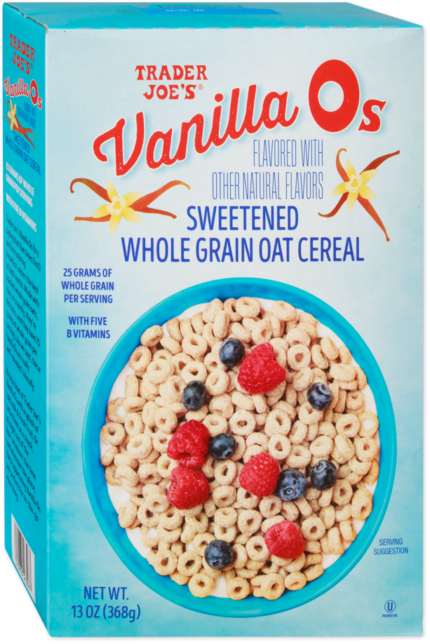 Trader Joe's Vanilla O's cereal box