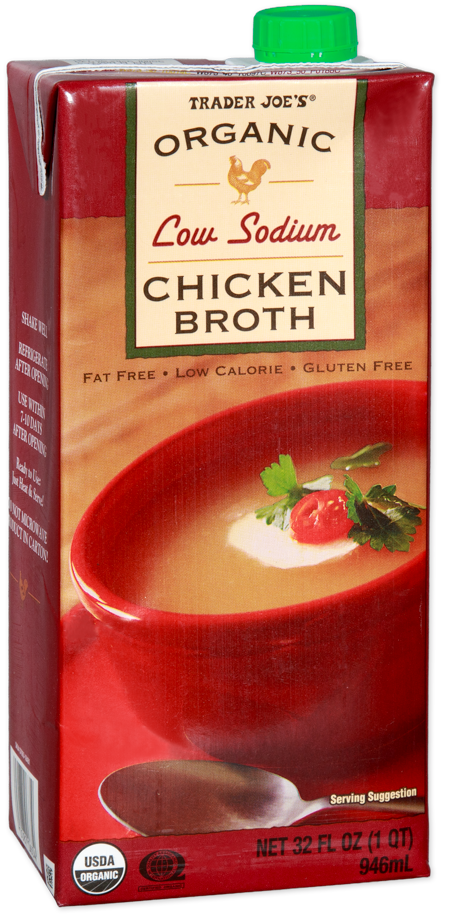 Trader Joe's organic low sodium chicken broth carton