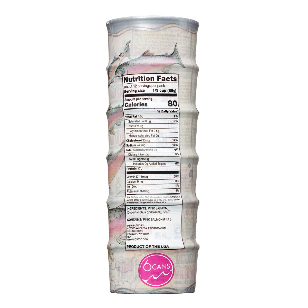 Kirkland Signature canned pink salmon pantry pack