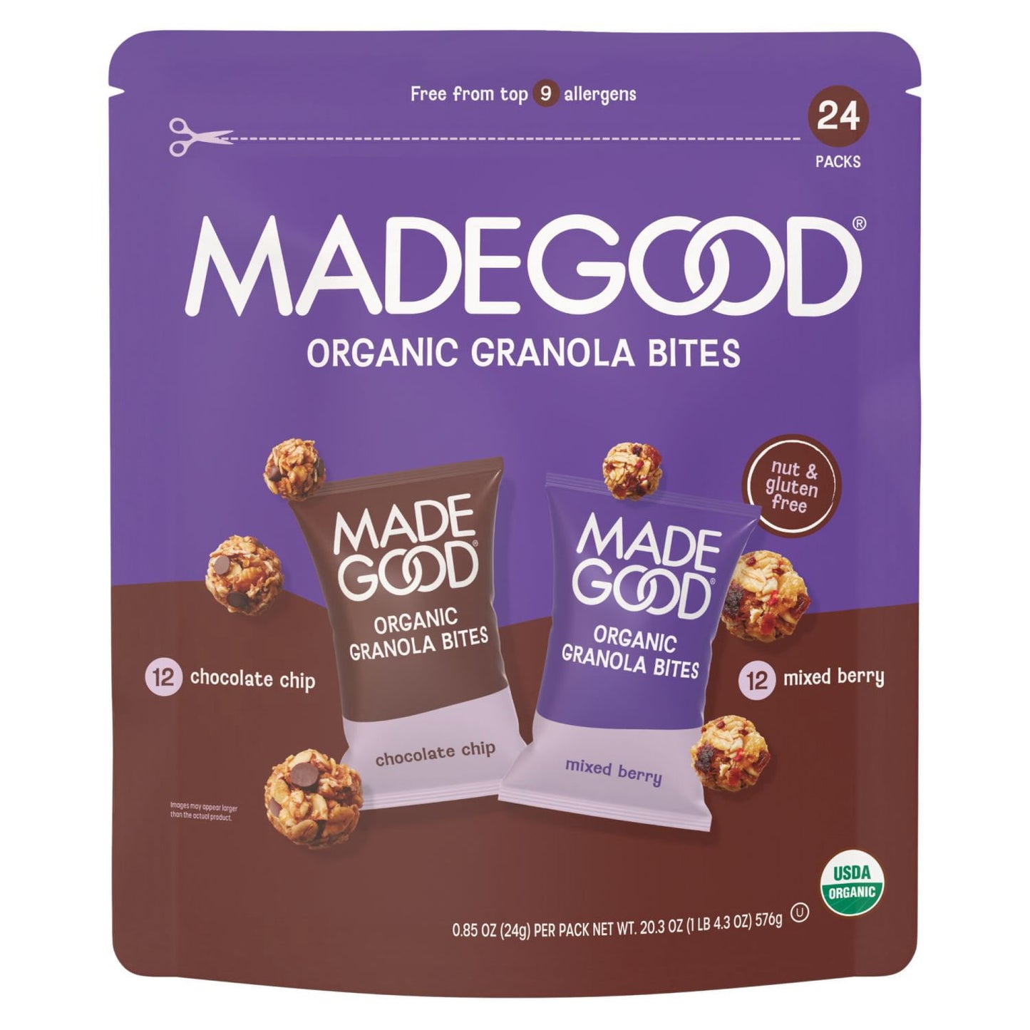 MadeGood mixed berry and chocolate chip granola minis 24 pack
