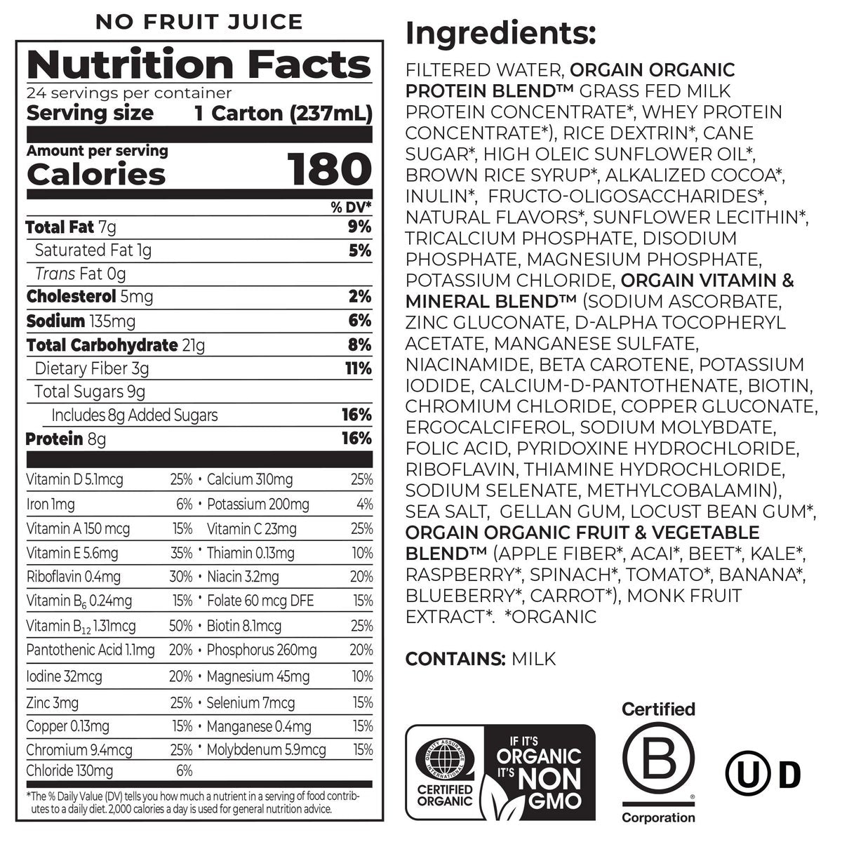 Orgain kids chocolate protein shake multipack
