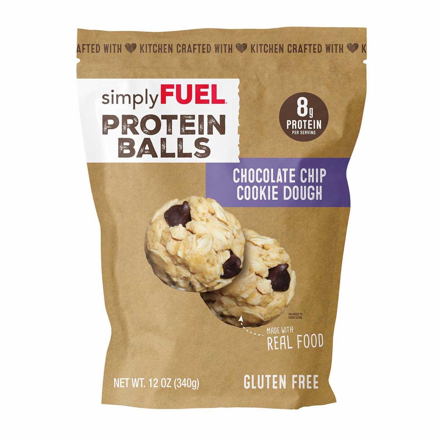 simplyFUEL chocolate chip cookie dough protein balls 12 oz bag