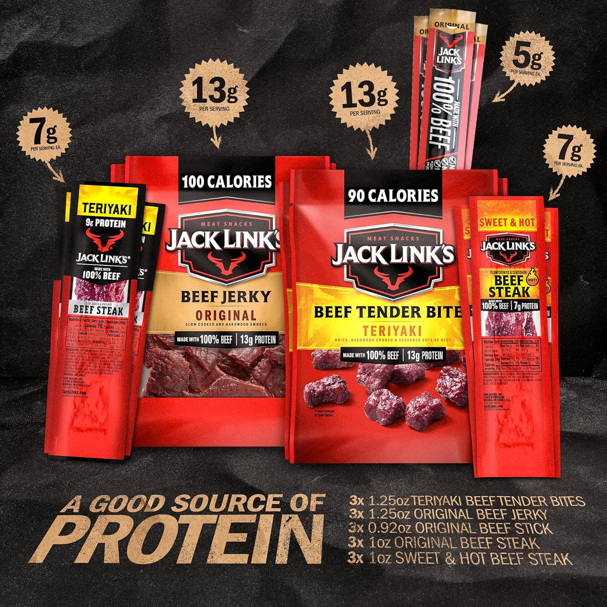 Jack Link's 100% real beef snack variety pack
