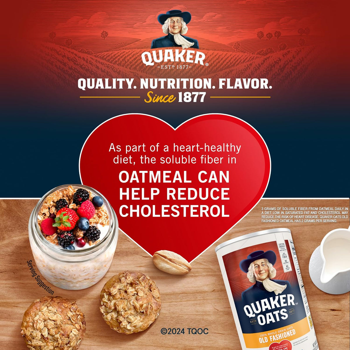 Quaker whole grain rolled oats for breakfast