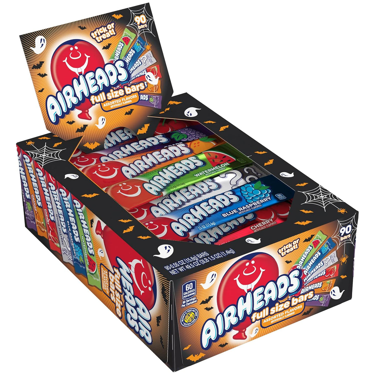 Full-size Airheads chewy candy bars in assorted flavors