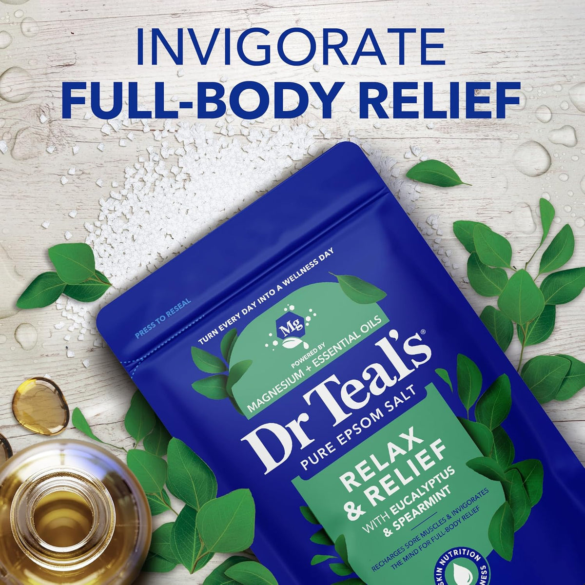 Eucalyptus and spearmint bath salt soak package