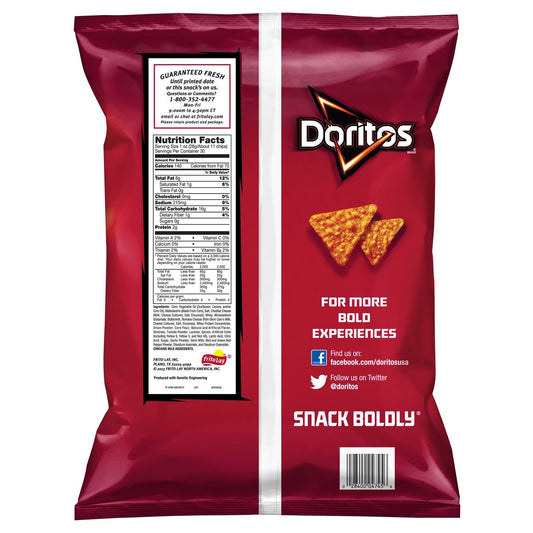 Doritos tortilla chips nacho cheese snack bag
