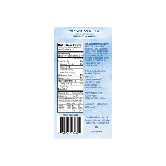 Single-serve French vanilla coffee creamer cups by International Delight