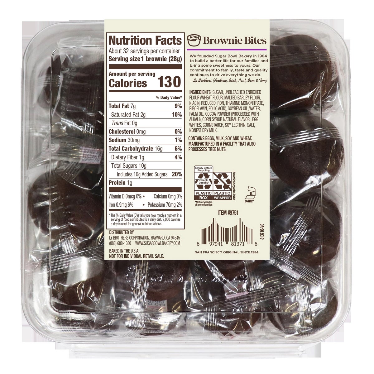 Individually wrapped Sugar Bowl Bakery brownie bites