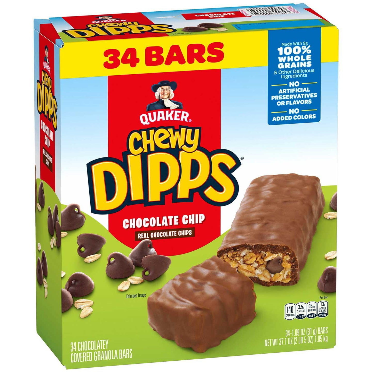 Quaker Chewy Dipps chocolate chip granola bars 34 count