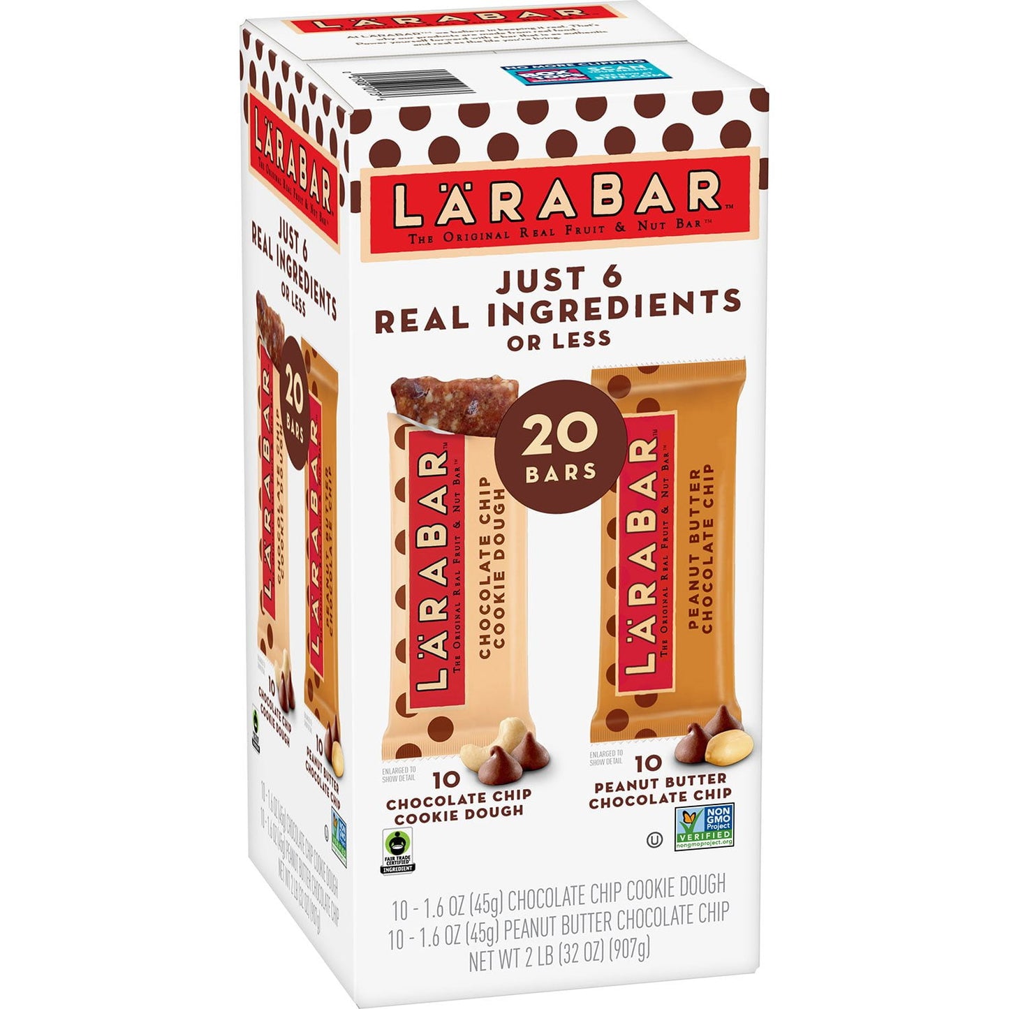 Larabar gluten-free variety pack with chocolate chip cookie dough and peanut butter bars