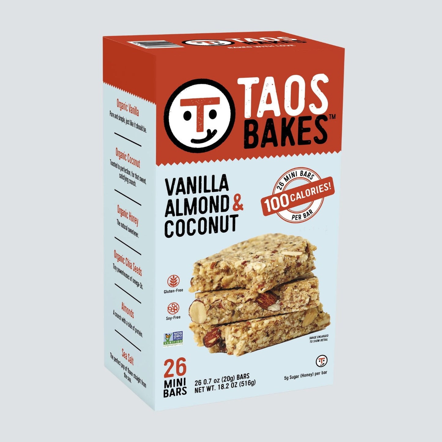 Taos Bakes mini snack bars vanilla almond and coconut 26 count