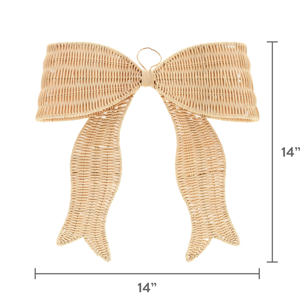 Neutral beige Christmas bow with top hanging loop