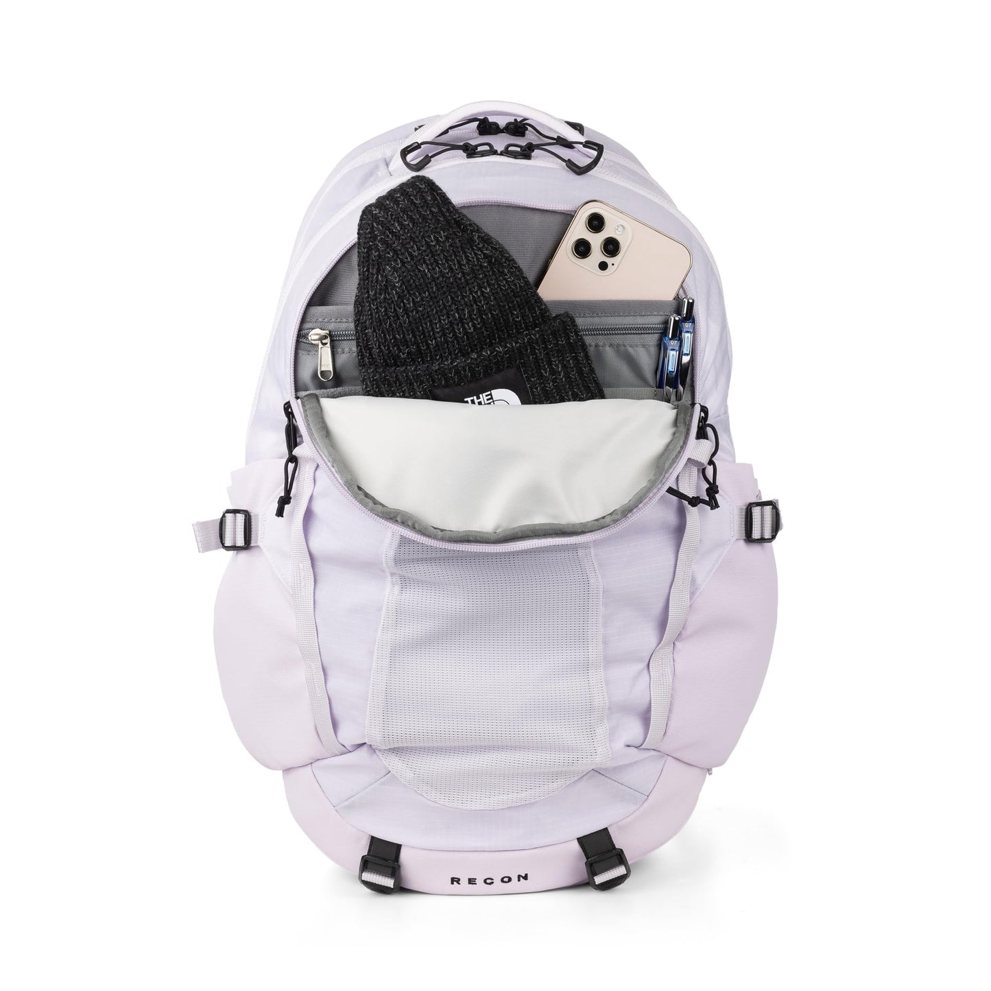 Lavender Fog The North Face backpack with reflective detailing