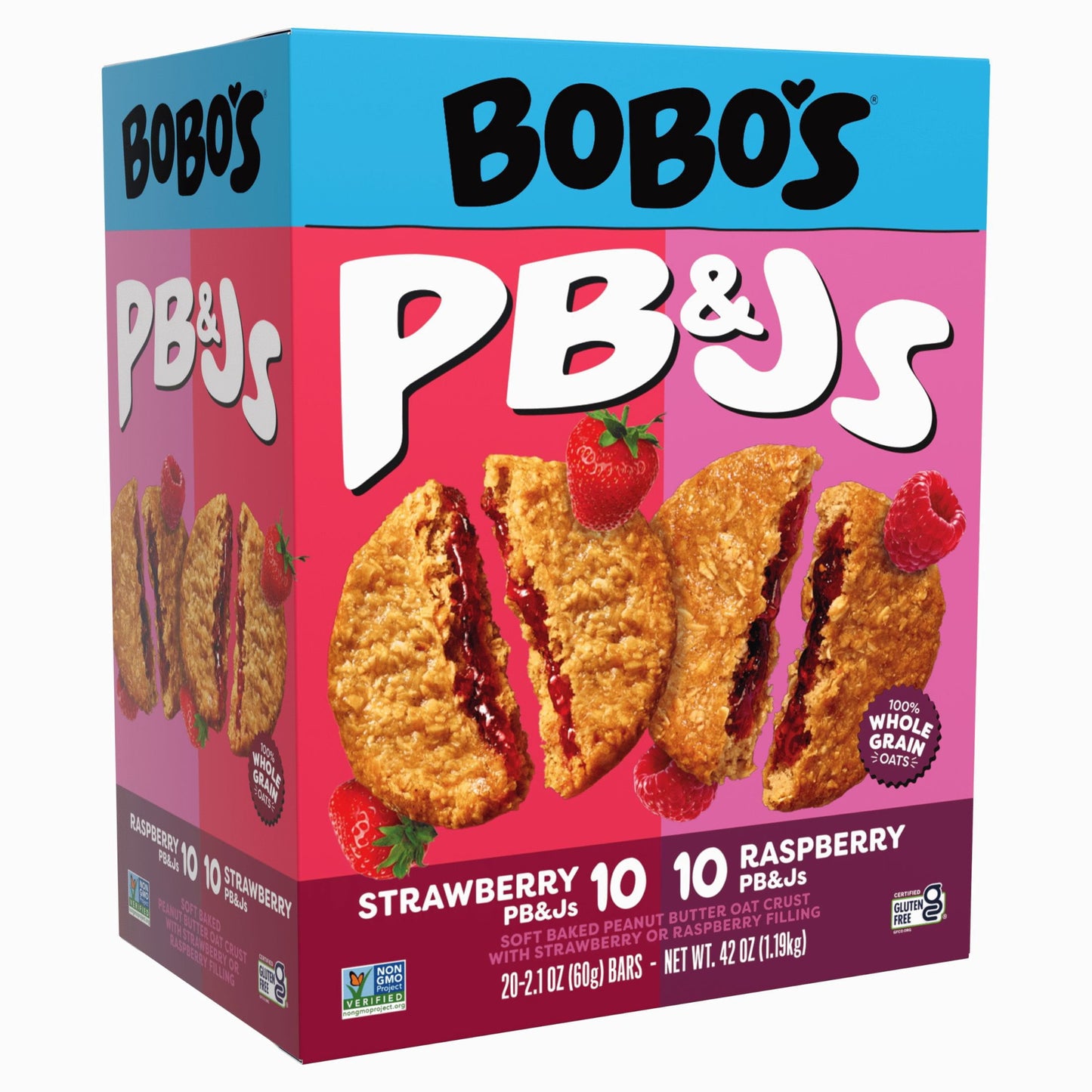 Bobo's Strawberry and Raspberry PBJs oat bars variety pack 20 ct