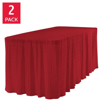 White rectangular table cloth 2-pack with textured pleating