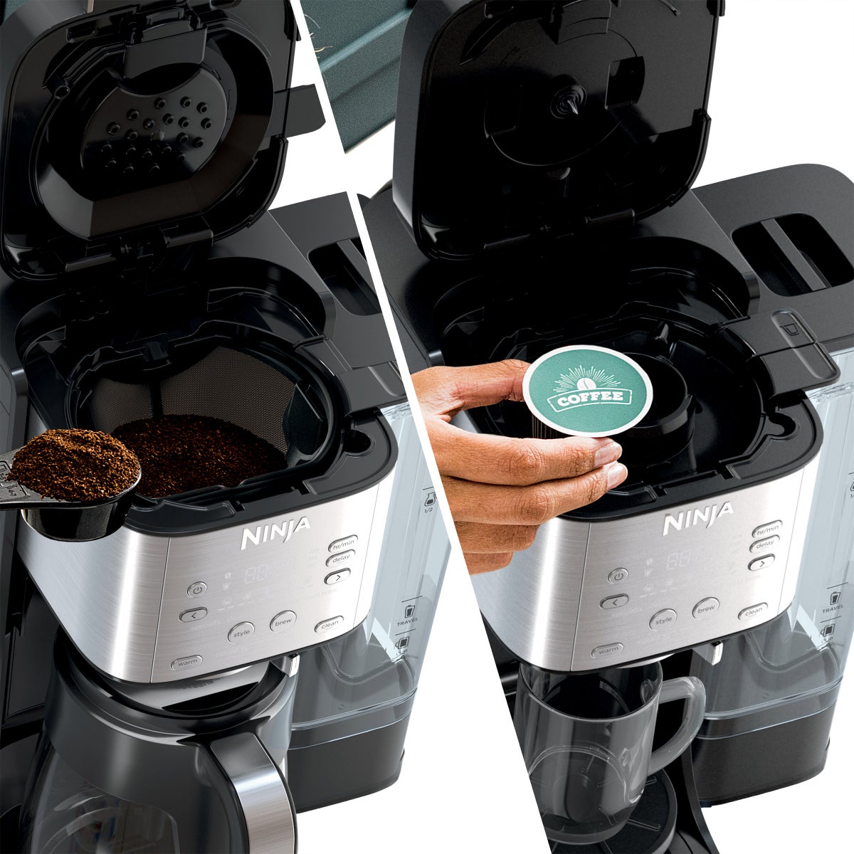 Ninja DualBrew coffee maker with frother and reservoir