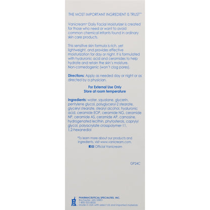 Vanicream facial moisturizer with ceramides and hyaluronic acid