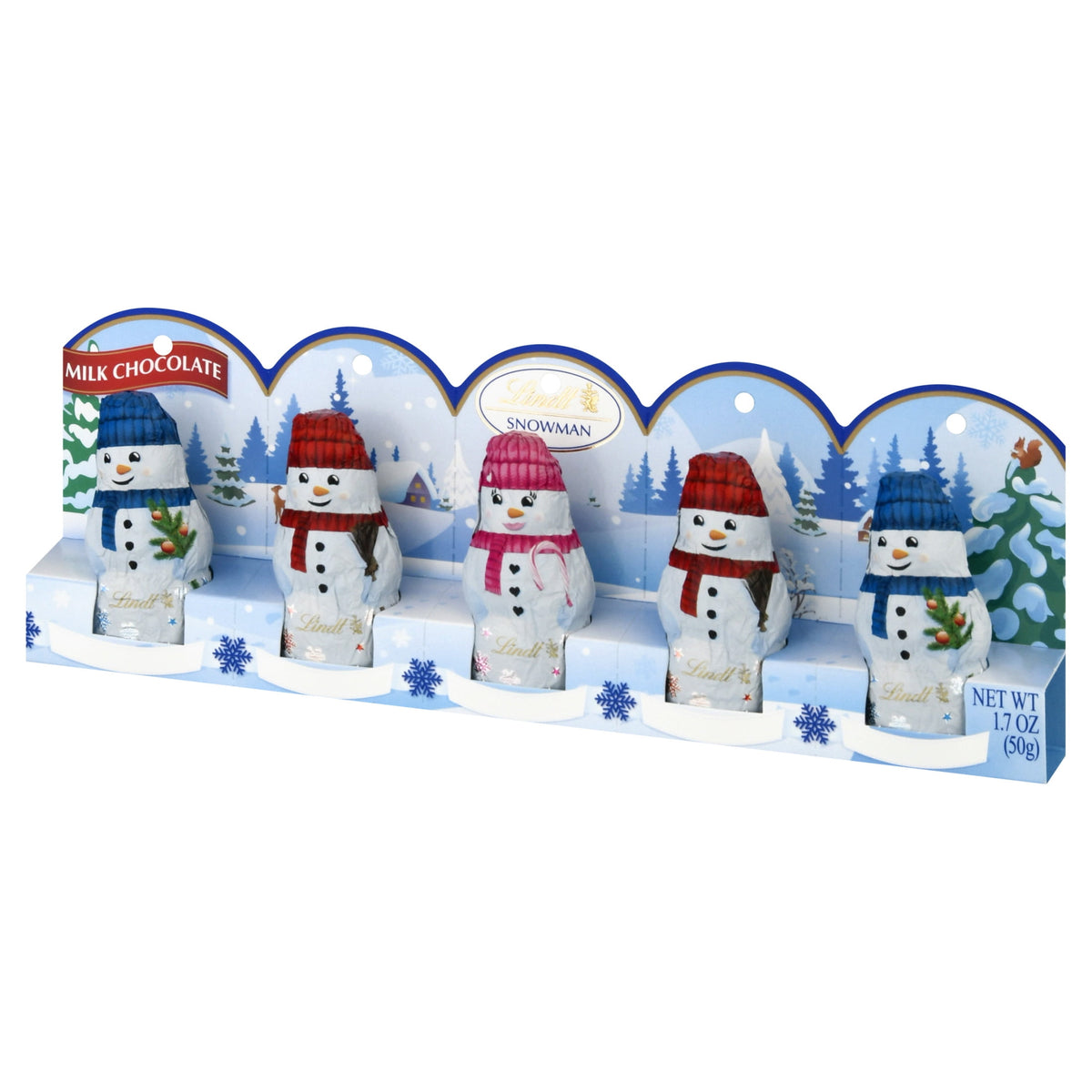 Lindt milk chocolate snowmen for festive place settings