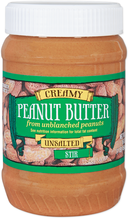 Trader Joe's creamy unsalted peanut butter jar
