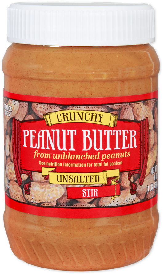 Trader Joe's crunchy unsalted peanut butter jar