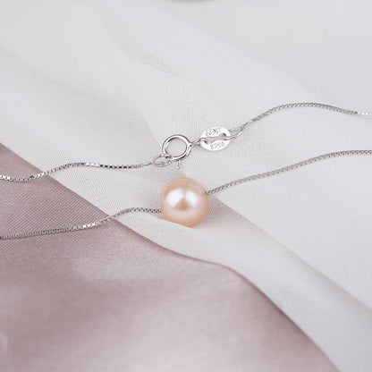Pink pearl and silver chain Christmas gift necklace