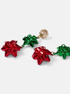 Festive linked gift-bow drop earring design