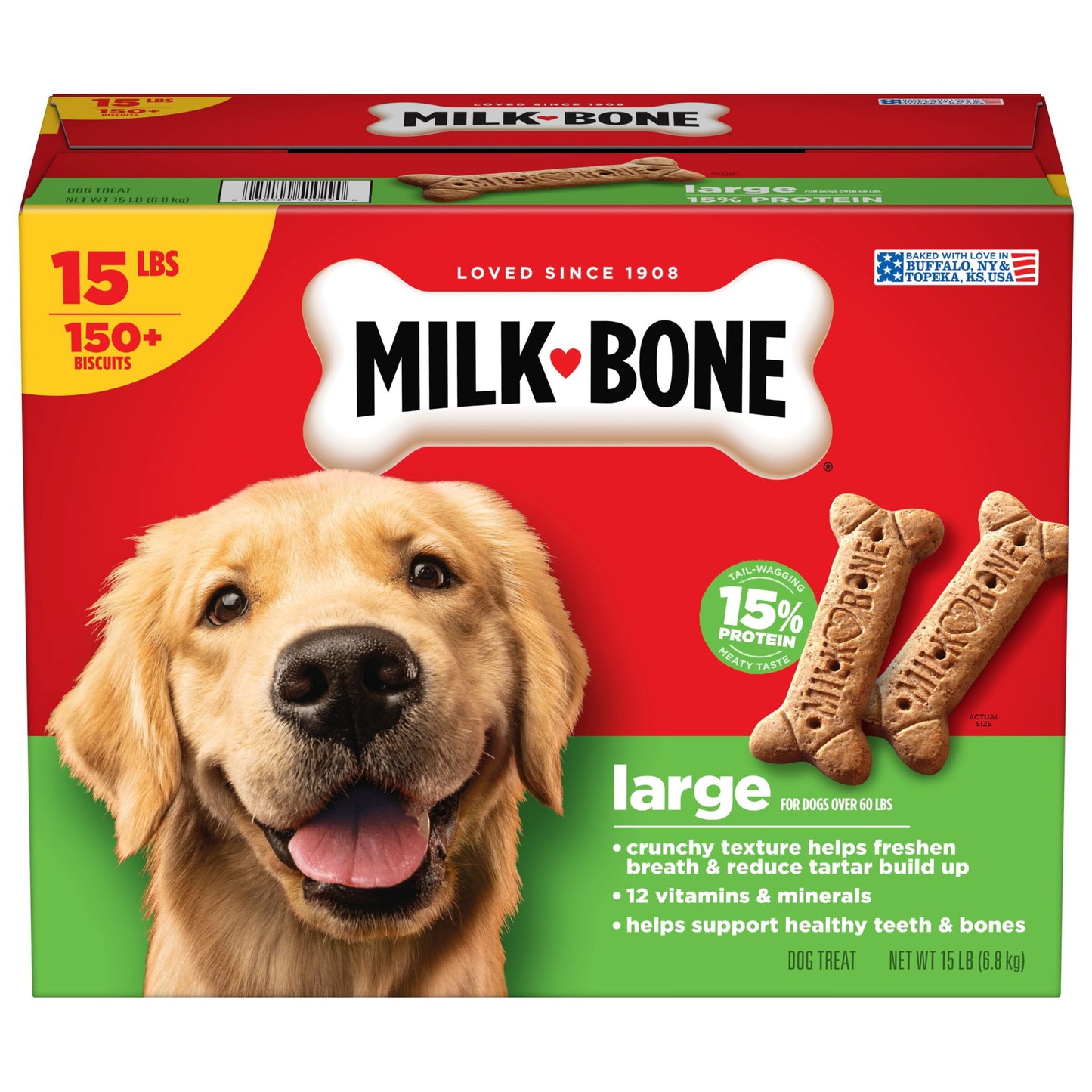 Milk-Bone Original Flavor Large Crunchy Dog Biscuits 15 lb box