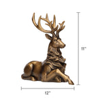 Woodland-inspired gold sitting deer holiday accent