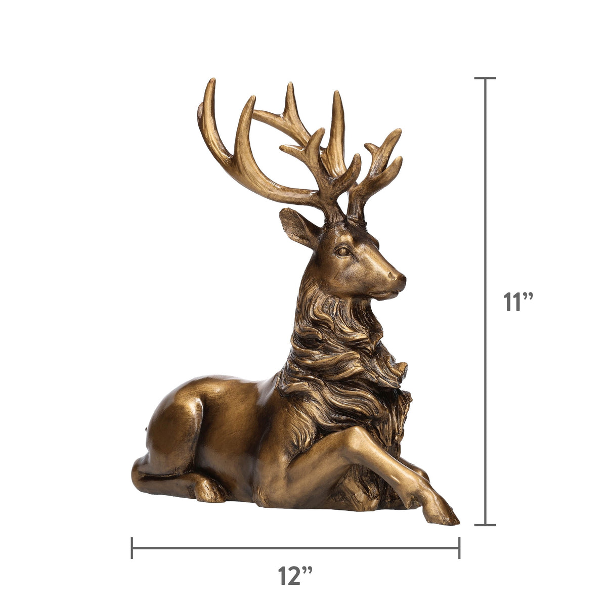 Woodland-inspired gold sitting deer holiday accent