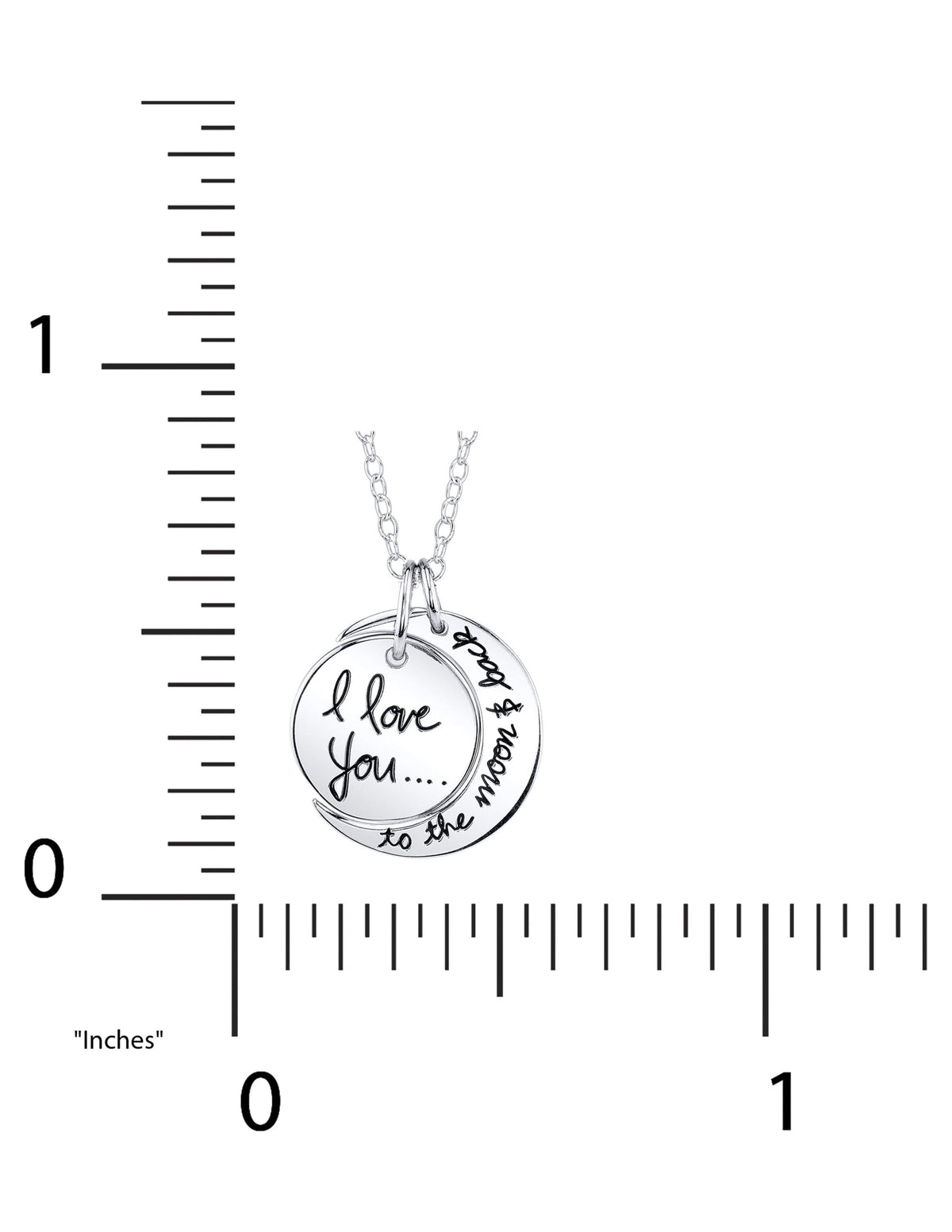 I Love You To The Moon and Back inscribed silver pendant