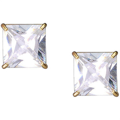 Women's Brilliance Fine Jewelry stud earrings with 7 mm square cubic zirconia stones