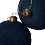 Dark blue textured ball ornaments for Christmas tree decorating