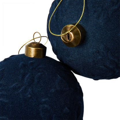 Dark blue textured ball ornaments for Christmas tree decorating