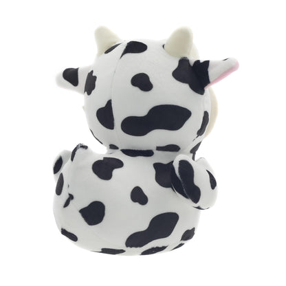 6.5-inch QUACKERZ stuffed duck in spotted cow onesie