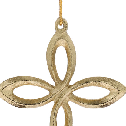 Gold metal Christmas cross with graceful loops