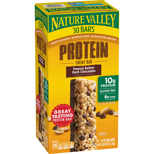 Nature Valley peanut butter dark chocolate protein chewy bars 30 ct
