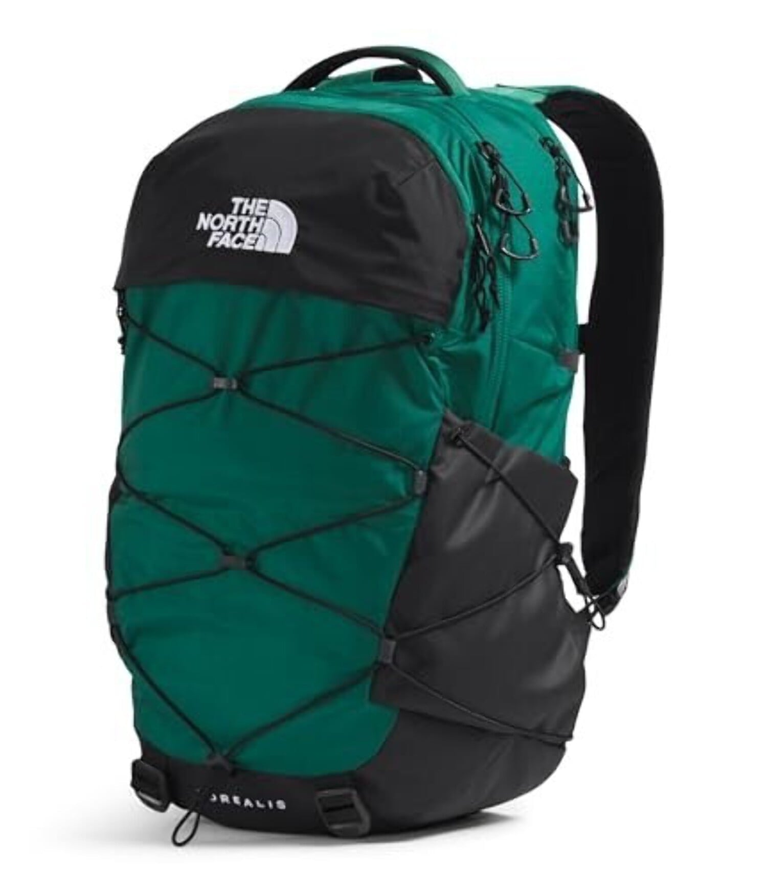 Water repellent North Face Borealis backpack with bungee cord storage