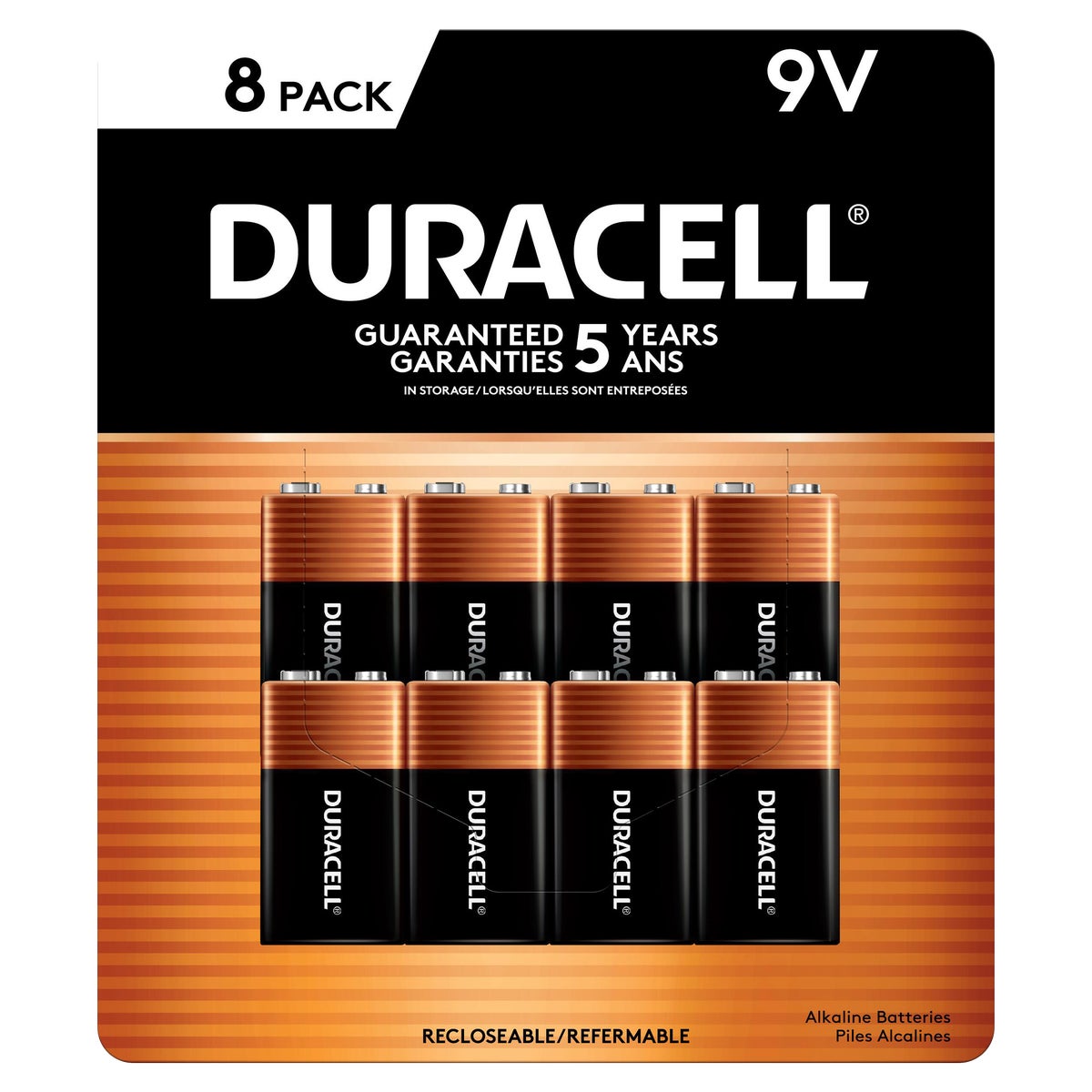 Duracell 9V alkaline batteries 8-count pack