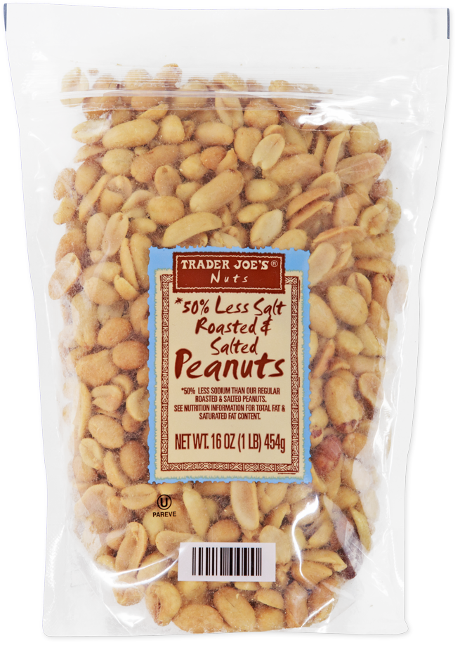Trader Joe's 50% less salt roasted and salted peanuts