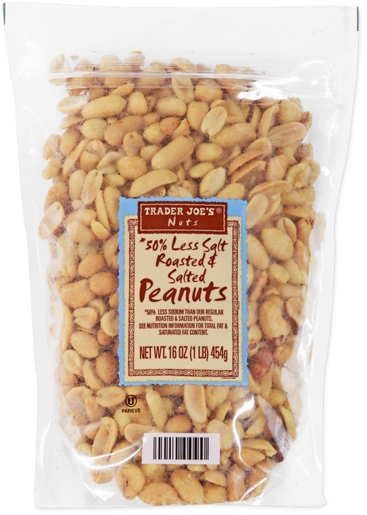 Trader Joe's 50% less salt roasted and salted peanuts