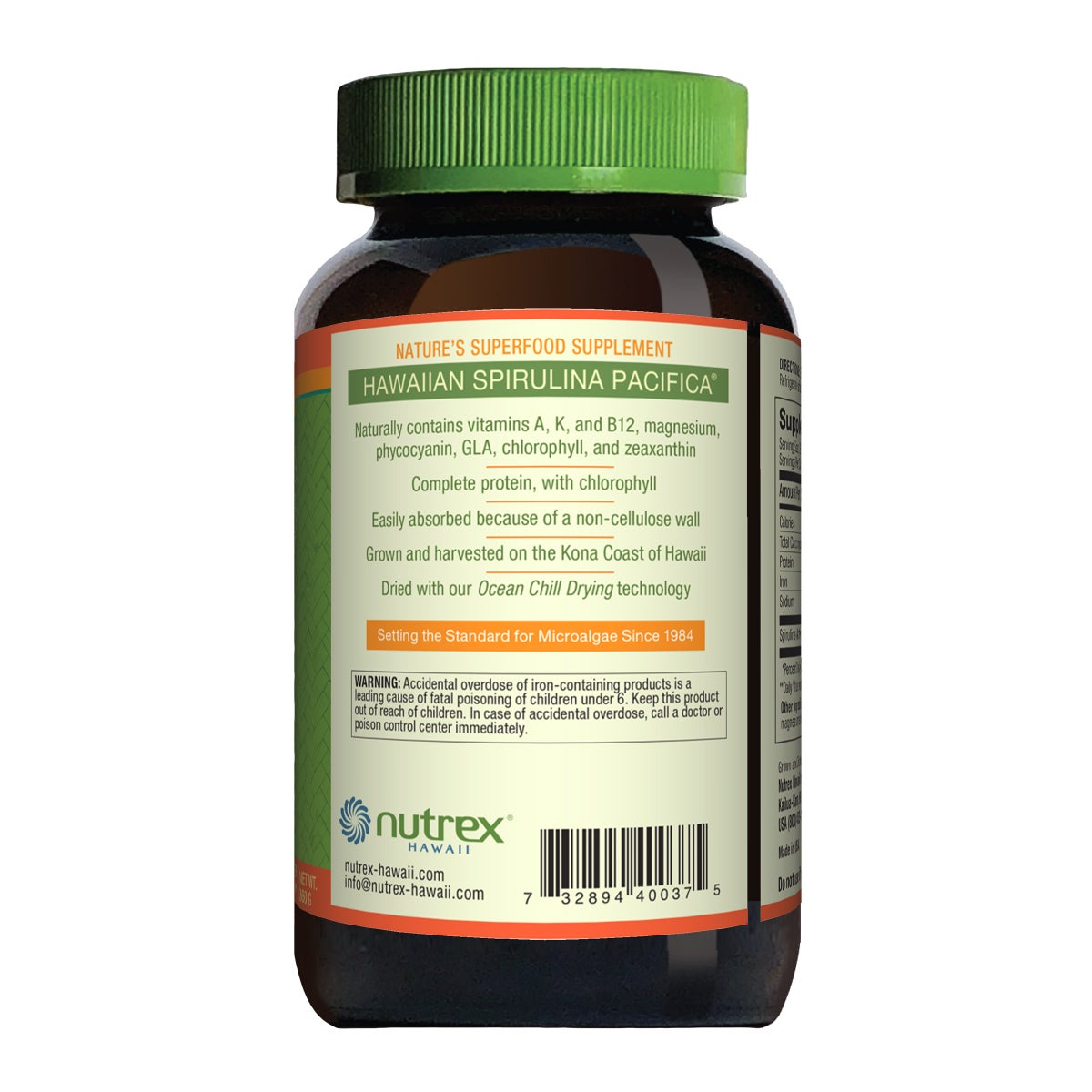 Bottle of Pure Hawaiian Spirulina 360 tablets