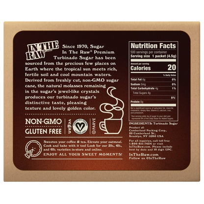 Single-serve natural cane sugar packets in box