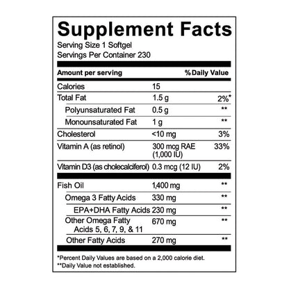 Kirkland Signature omega fatty acids supplement bottle