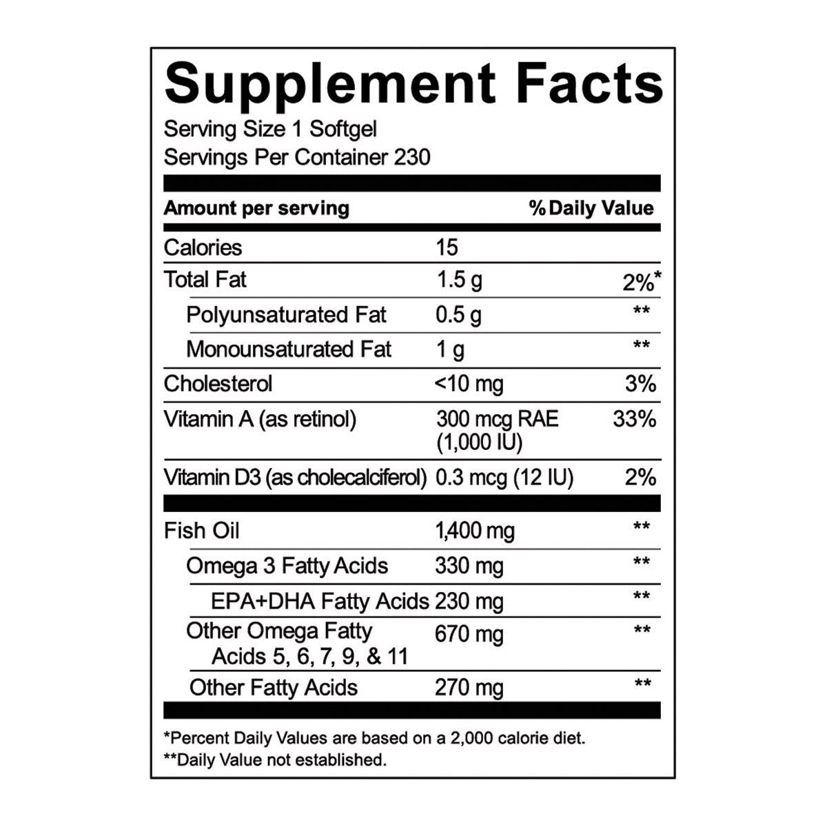 Kirkland Signature 1400 mg fish oil dietary supplement
